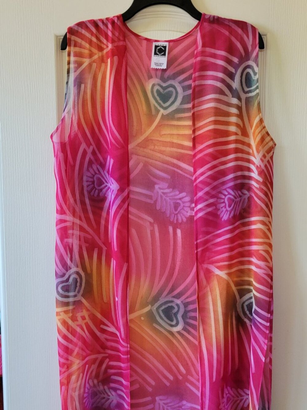 Handpainted Silky Rayon Duster Length Vest Boho Hippie